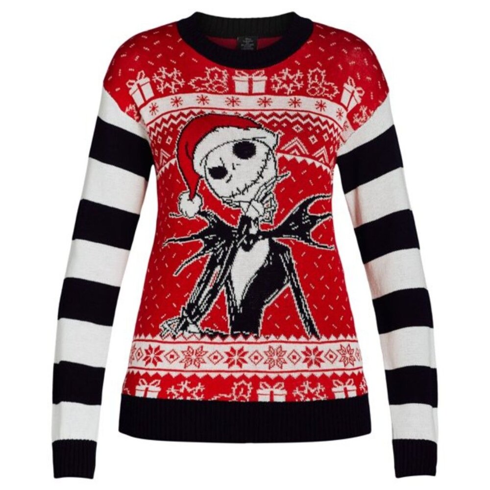 NWT Disney Nightmare Before Christmas Jack Skellington Santa Sweater XS 0 2